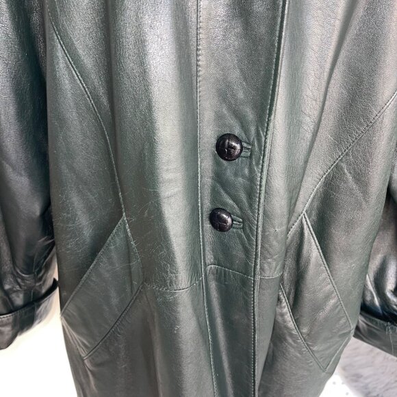 Llonardos Vintage Womens Jacket Size Large Green Leather Pockets Canada - Picture 7 of 12